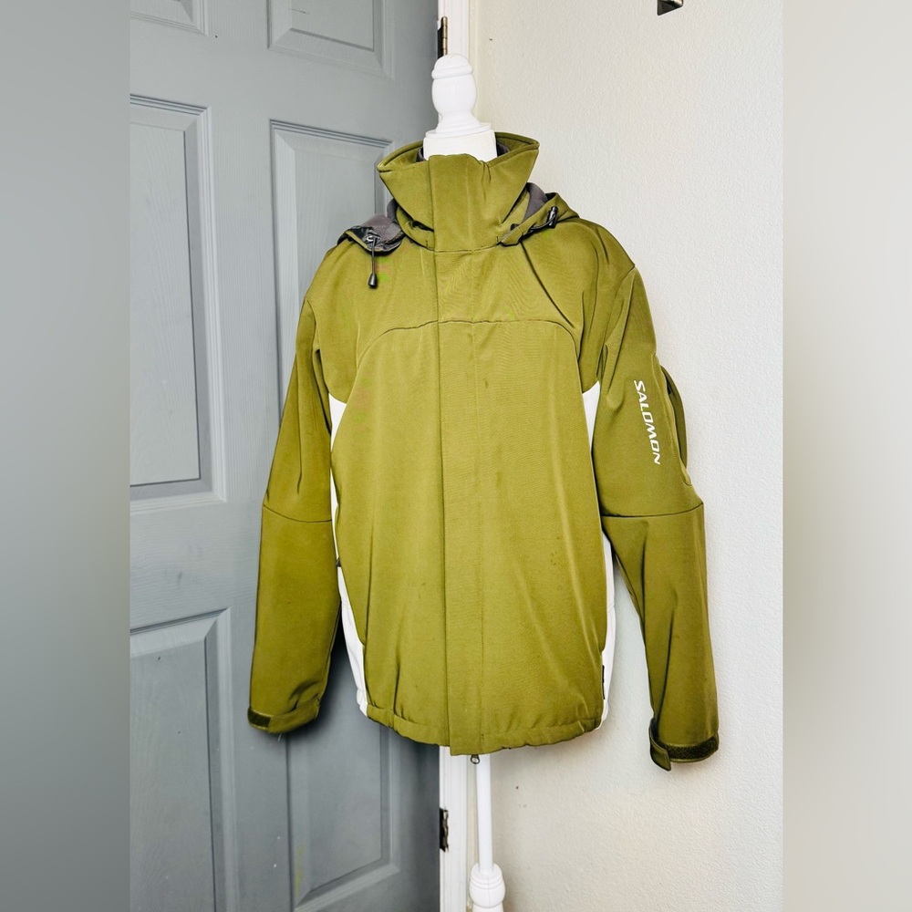 Salomon Smart Skin Softshell Jacket Green Hooded Ski Snow Outdoor Men’s L